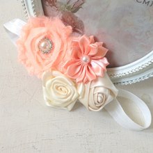 Vintage Flower Cluster Hairband - Peaches & Cream